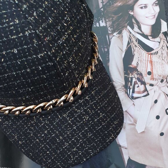 Baseball Hat Cap Black Gold Tweed Women fashion Casual Formal Accessory Gift